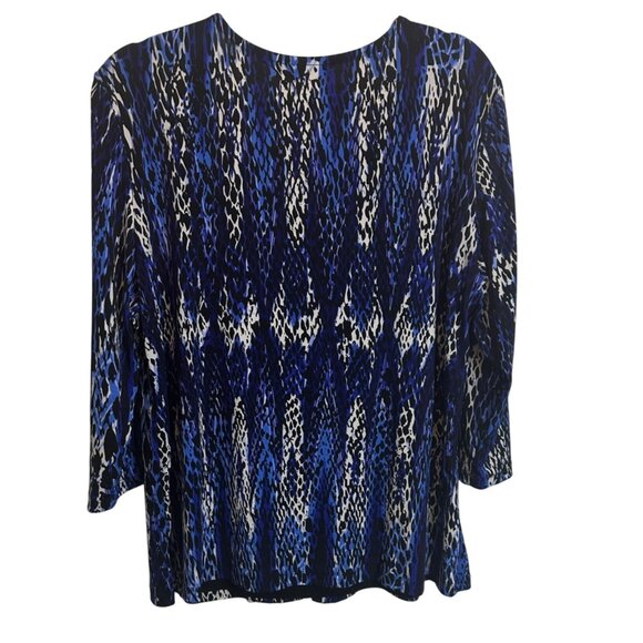 JM Collection Size XL Polyester Blue Black Snake Print Open Cardigan Ring Detail - Picture 2 of 9